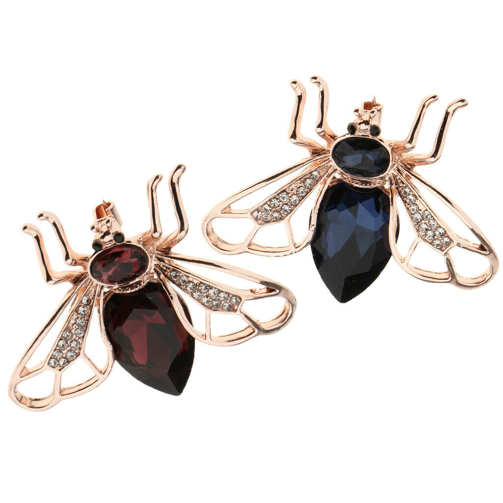 2pcs Crystal Rhinestone Insect Bee Brooches Pins for women Jewelry Gift