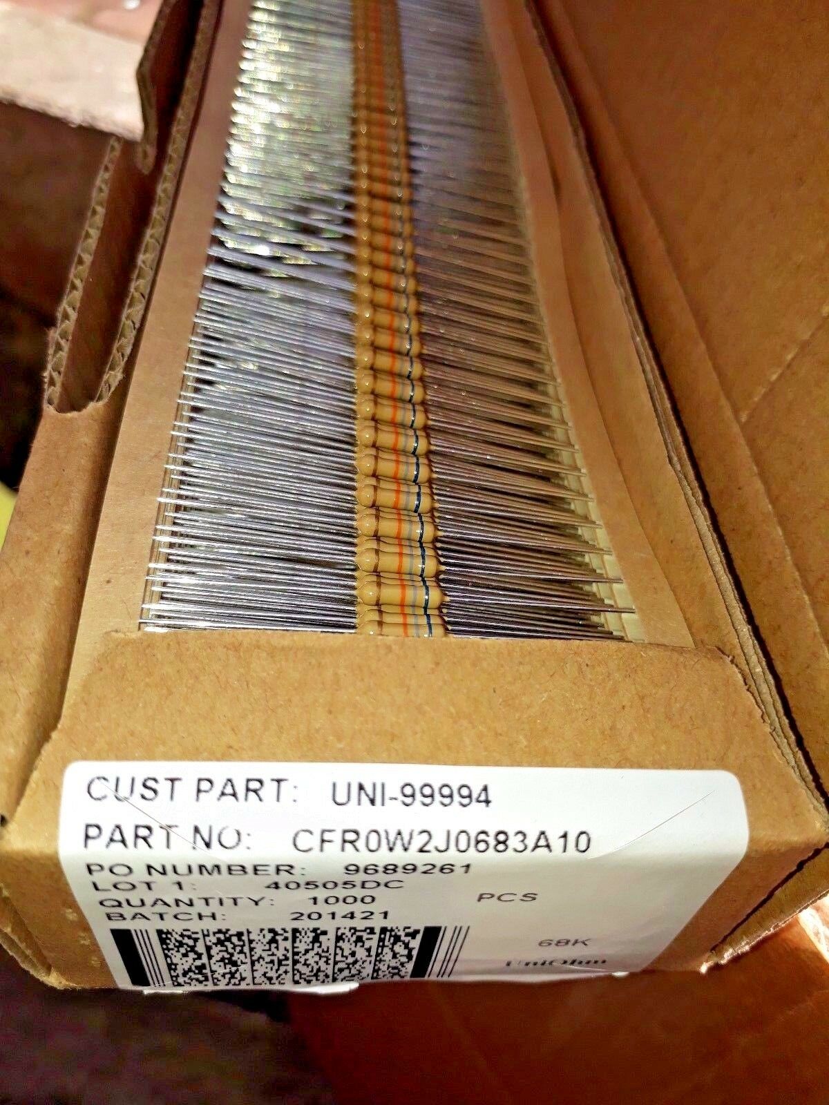 1000pcs VISHAY UNIOHM CFR0W2J0683A10 68K 5% HQ CARBON RESISTORS!NON MAGNETIC!