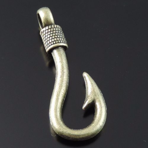 12pcs39555 Antiqued Bronze Alloy Fish Fishing Hooks Pendant Charms 36*13*3mm