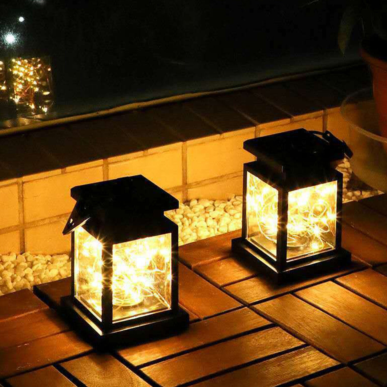 LED Solar Lantern Hanging Light outdoor Yard Patio Garden Lamp Decor Waterproof