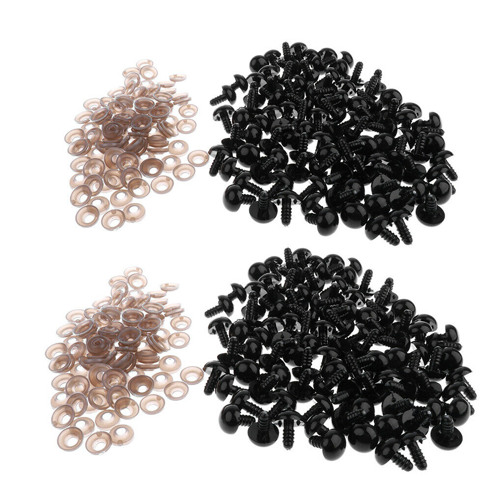200 pieces 12mm 15mm black safety eyes with PLASTIC BACK for