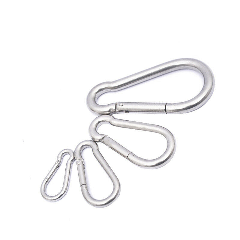 5PCS Marine Grade Stainless Steel Spring Snap Hook Safety Lock Carabiner 100MM