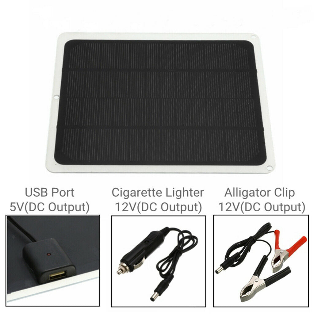 12V 20W Solar Panel Battery Charger Maintainer Bundle with Lighter Plug,