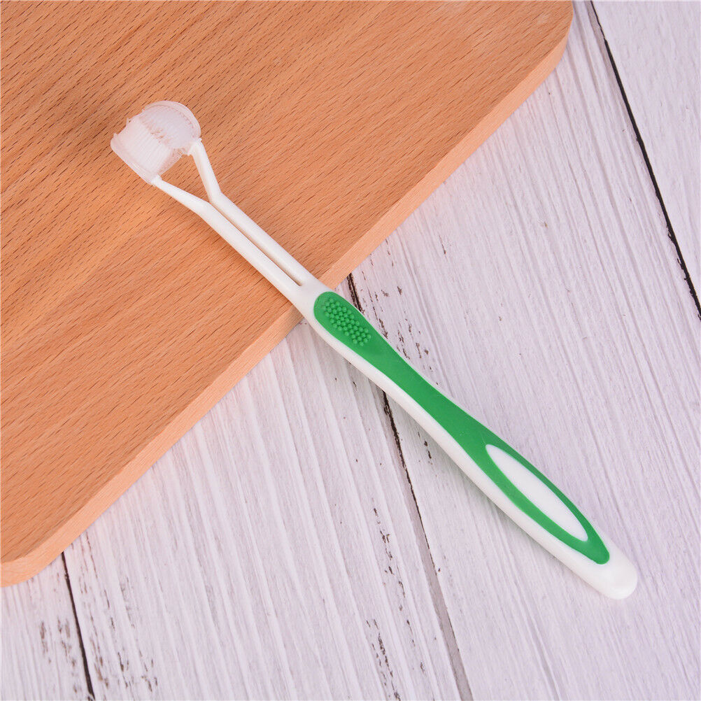 1x Health Green color Three Head 3 Sided Toothbrush Ultrafine Soft Bristl.l8