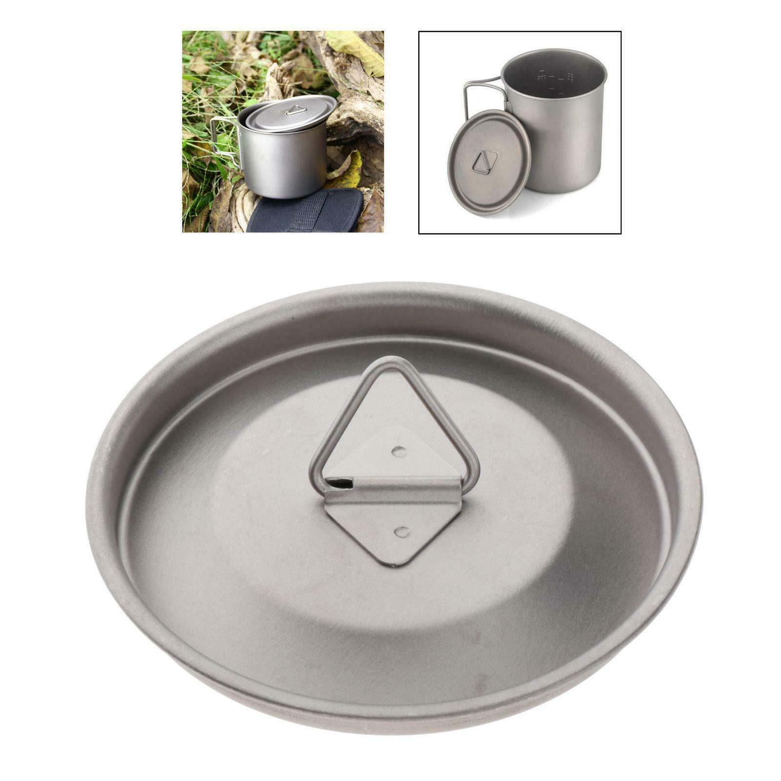 Titanium Alloy Mug Lid Outdoor Backpacking Hiking Leakproof Cup Cover Handle