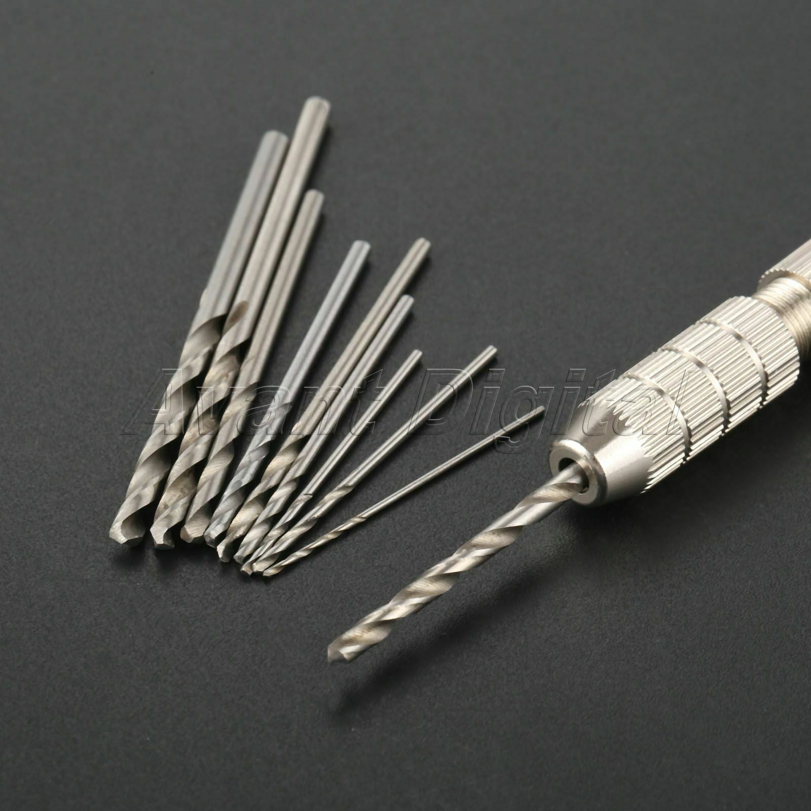 Semi Automatic Spiral Hand Push Drill  Pin Vise Chuck & 10x Micro Drill Bits 1x