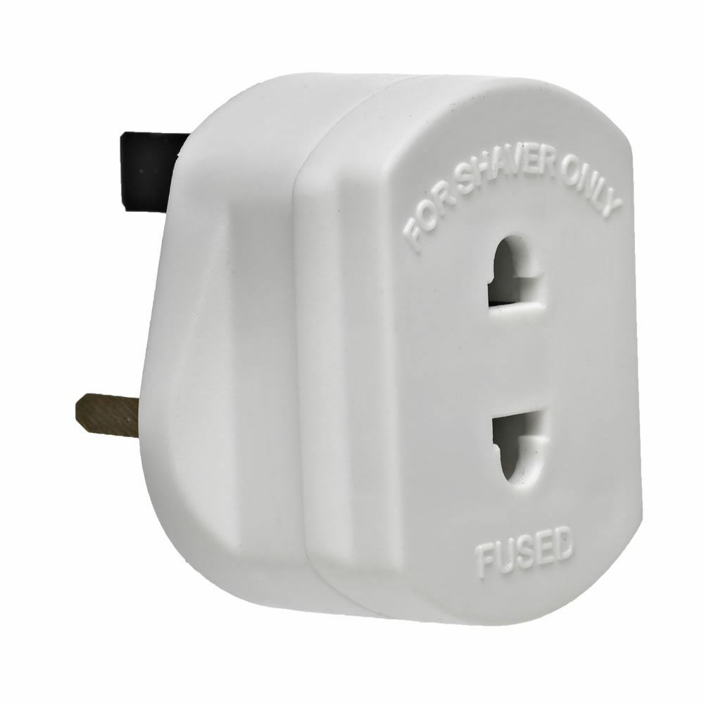 UK 2 Pin To 3 Pin 1A Fuse Adaptor Plug For Shaver / Toothbrush