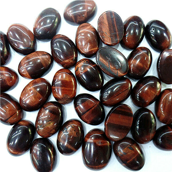 100Pcs 14x10x5mm Wholesale Red Tiger Eye Gem Oval Cab Cabochon DIY HH7117