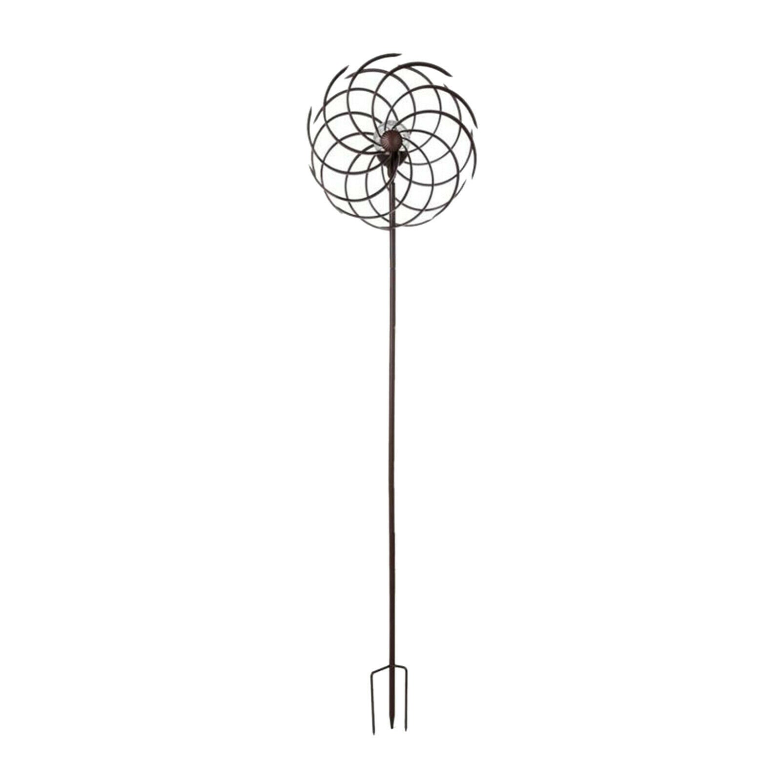 Cast Iron Solar Powered Windmills Wind Spinner Led Lights Walkway Decor Art