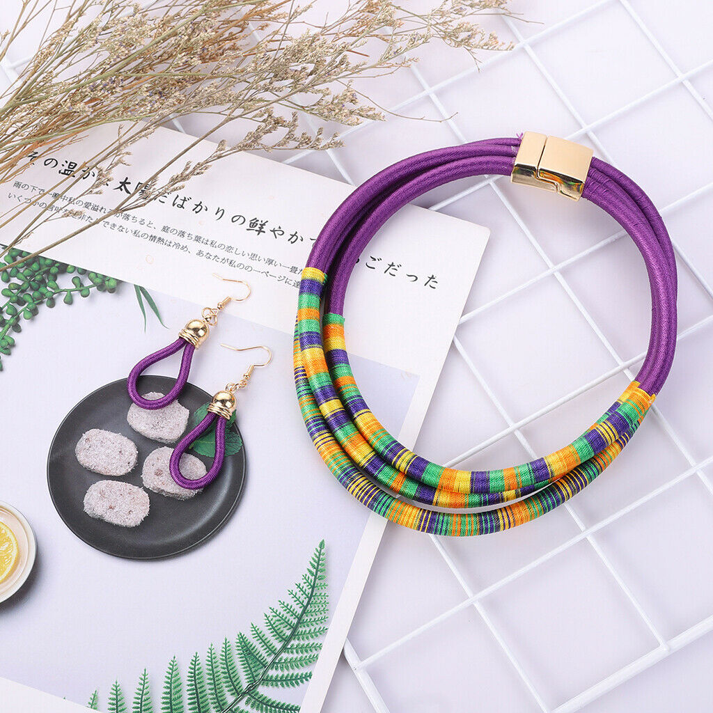 Multi Color Women Necklace Earring Kits Lady Fashion Jewelry Girl Gifts purple