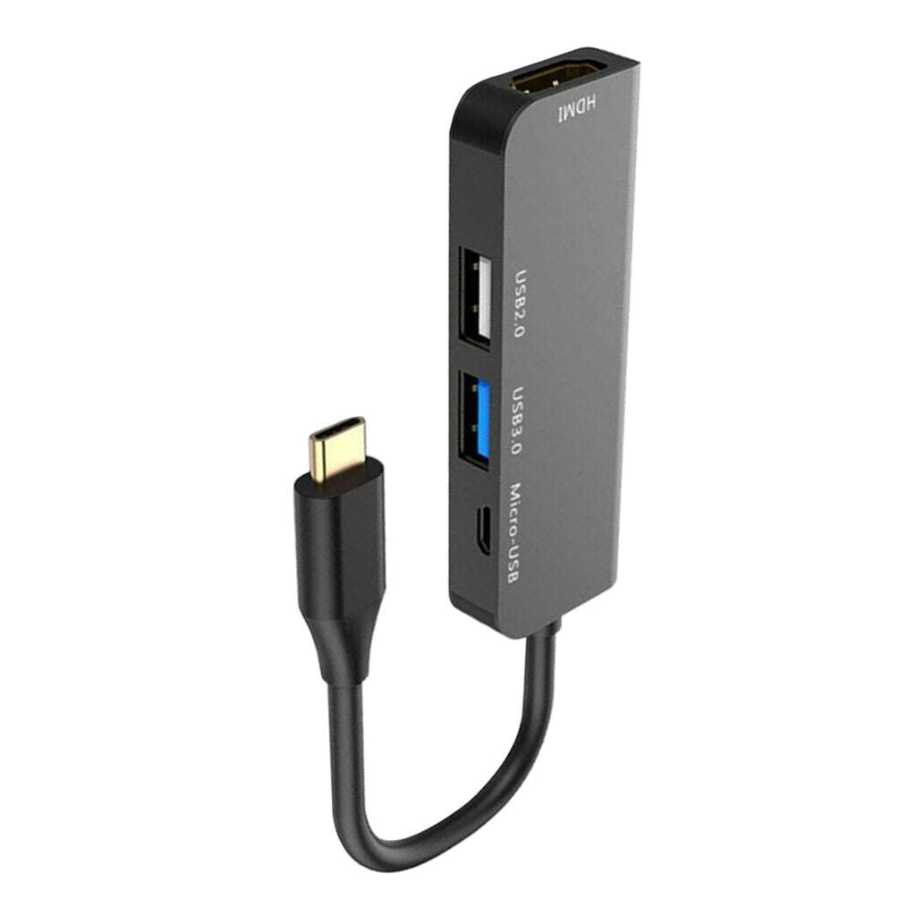 Type-C Hub To 4K HDMI With USB 3.0/2.0 Port, Aluminium Hub With Micro USB