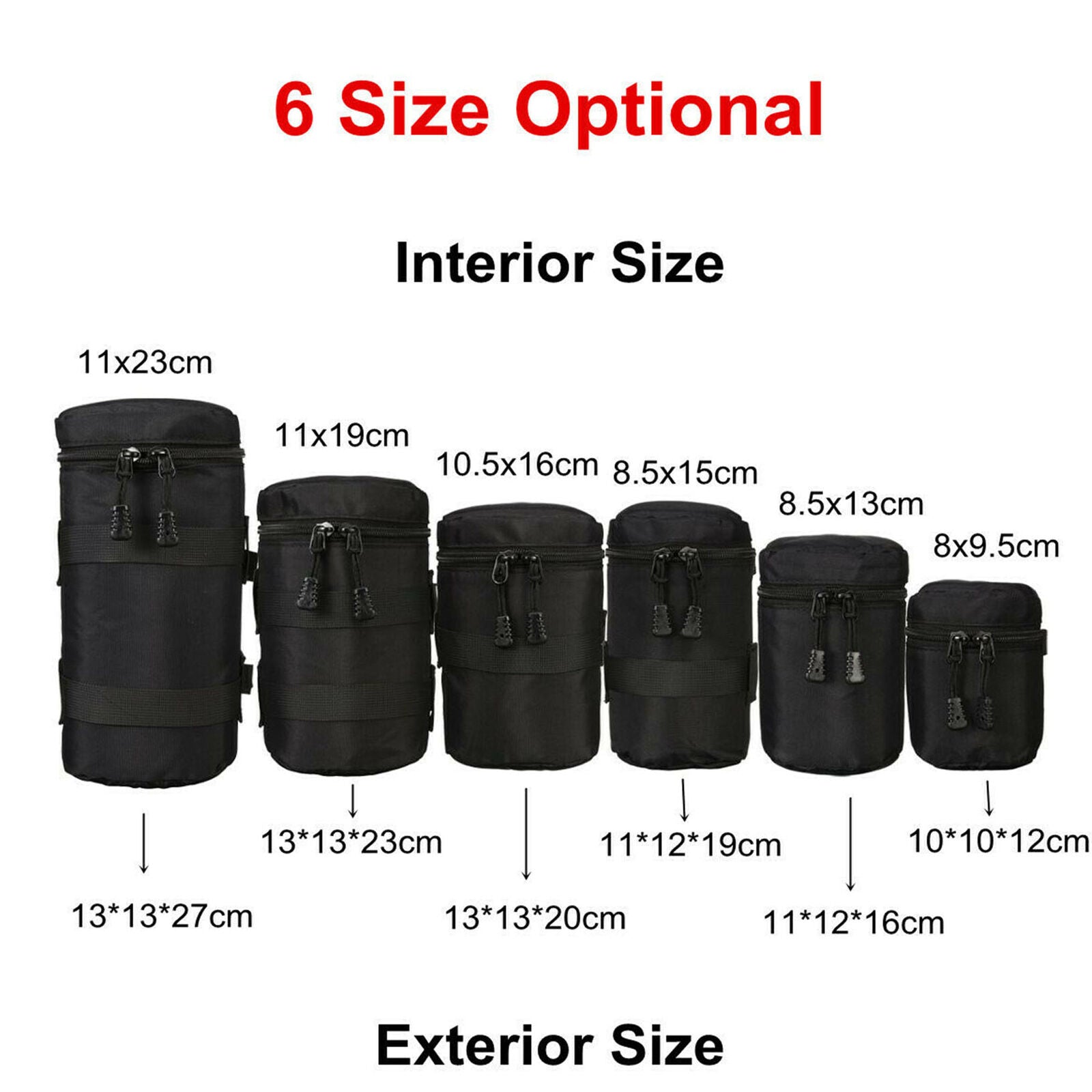 Portable Camera Lens Case Pouch Bag Waterproof Black For Standard Zoom Lenses G
