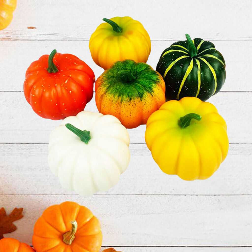 6x Artificial Pumpkins Foam Crafts Fall Seasonal Halloween Accent Wedding