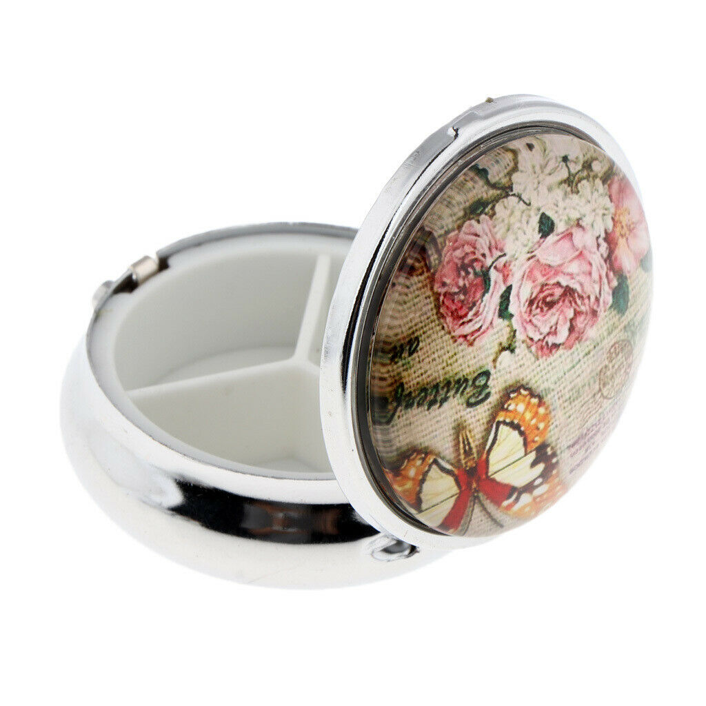 3 Slots Round Pill Organizer Storage Box Makeup Blush Case Medicine Planner