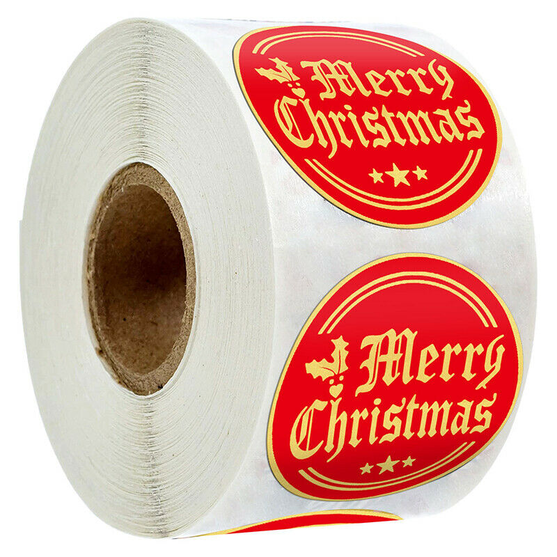 Round 500pcs Merry Christmas Stickers Gifts Packaging Sealing Labels Xmas.l8