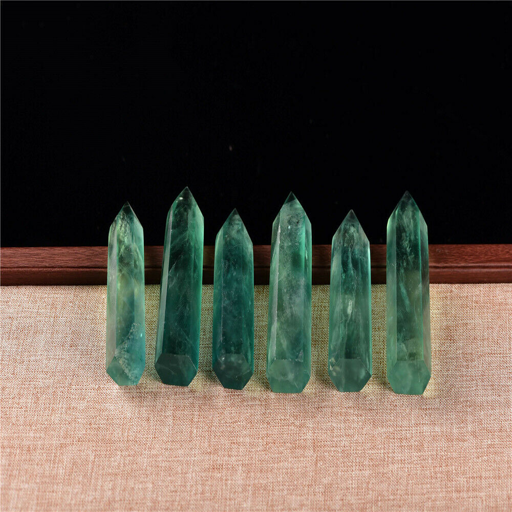 100% Natural Green Fluorite Quartz Crystal Point Healing Hexagonal Stone Wand
