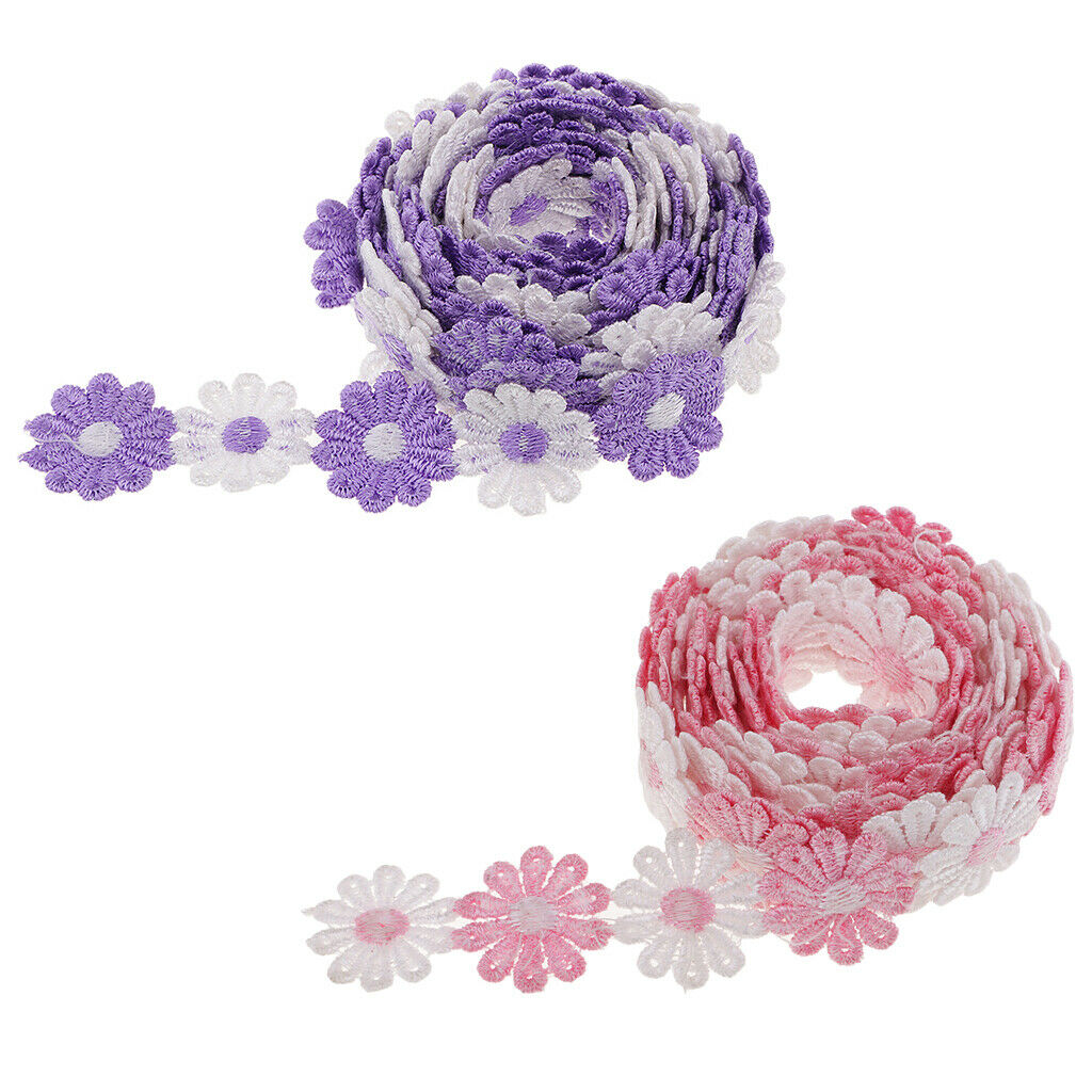 25mm Mixed Daisy DIY Appligue,Trimmings,Wedding Satin Lace Ribbon 6 Yard