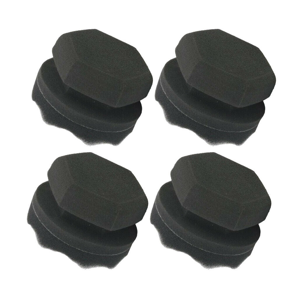 Set of 4 Tire Dressing Applicator Hex Grip Soft Waxing Sponge Pad Car Polishing