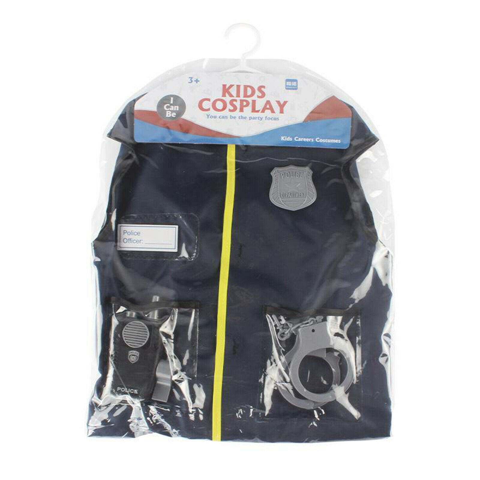 4x Kid's Dress up Policeman Vest Costume with Walkie Talkie Badge Handcuffs