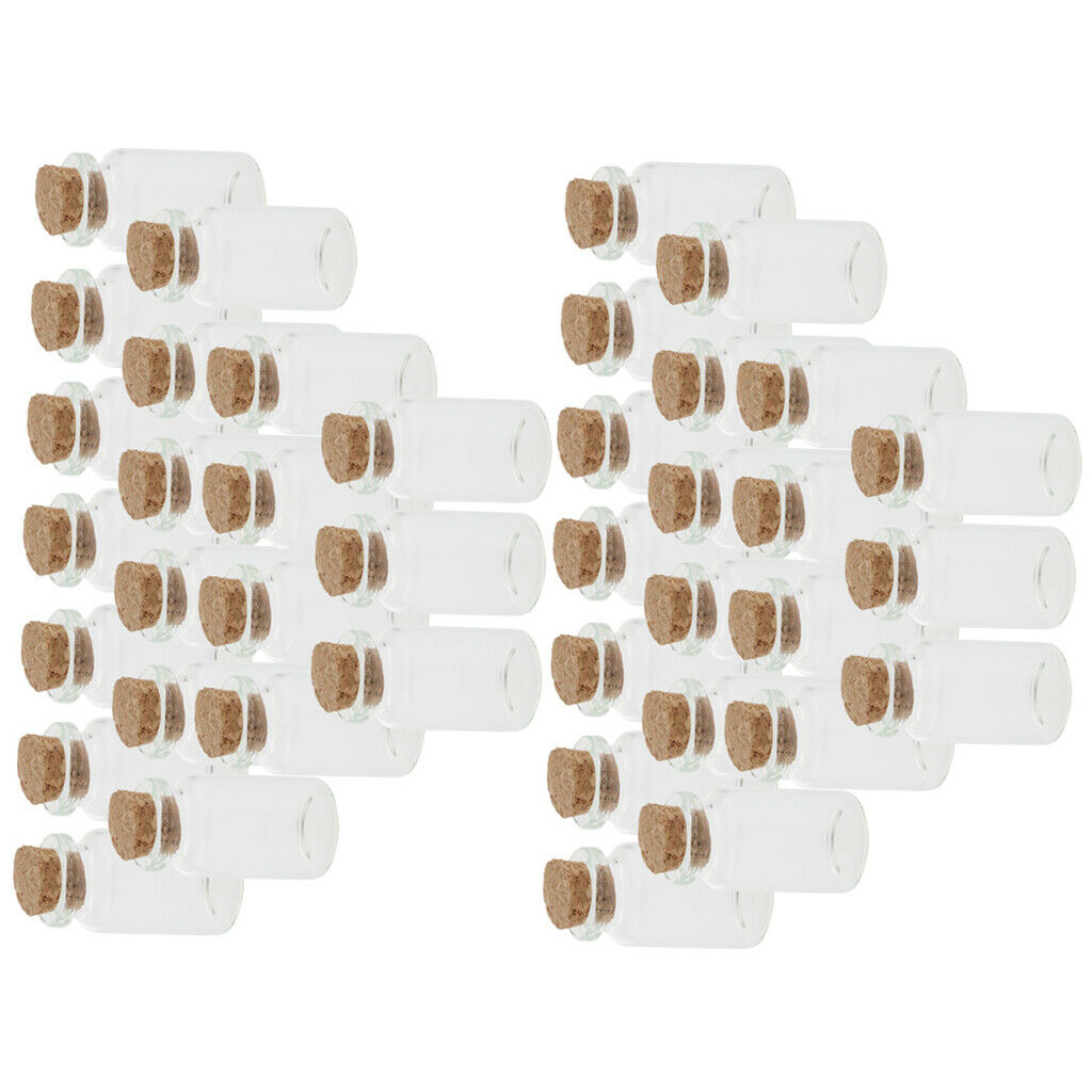Pack of 40 Small Glass Bottles with Cork, Tiny Clear Vials, Perfect Jewelry
