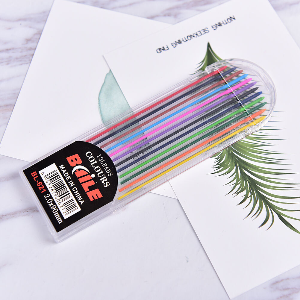 2.0mm 2B Colored Pencil Lead 2mm Mechanical Clutch Refill Holder 12 Colors SetDD