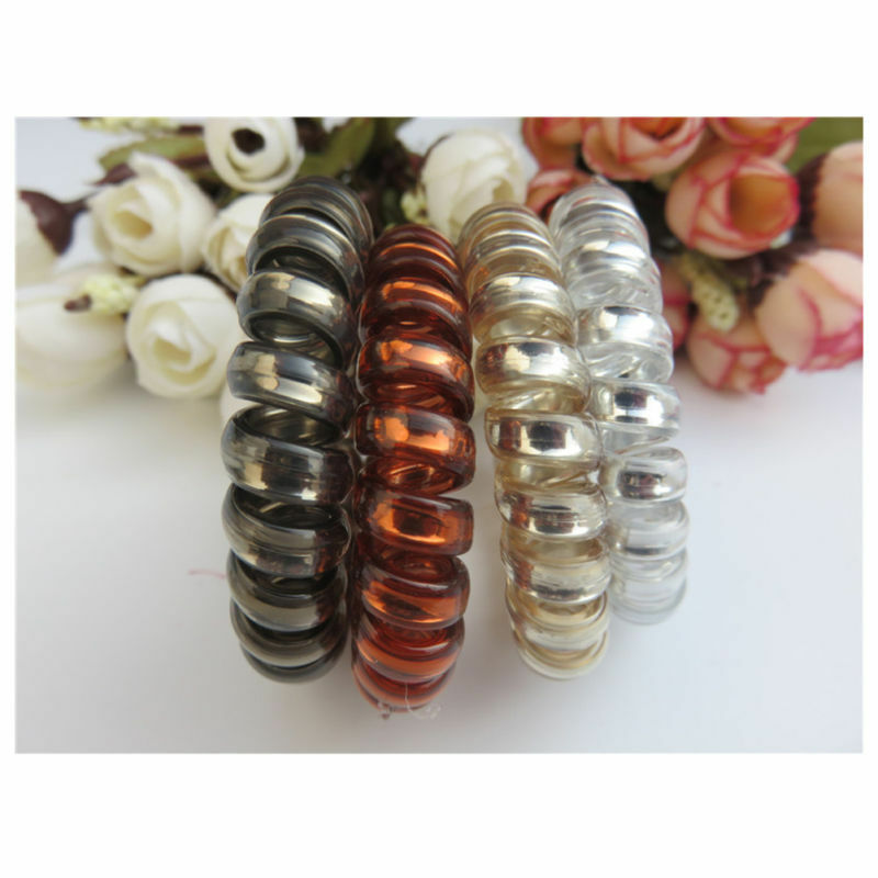 12Pcs Rubber Telephone Wire Hair Ties Spiral Hair Head Elastic Bands HOT