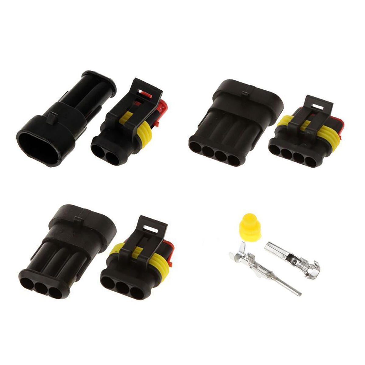 Universal 15Kits 2 3 4 Pins Way Sealed Waterproof Electrical Wire Connector Plug