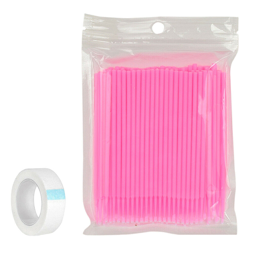 100Pcs Disposable Eyelash Extension   Swabs & Under Eye Pads Pink
