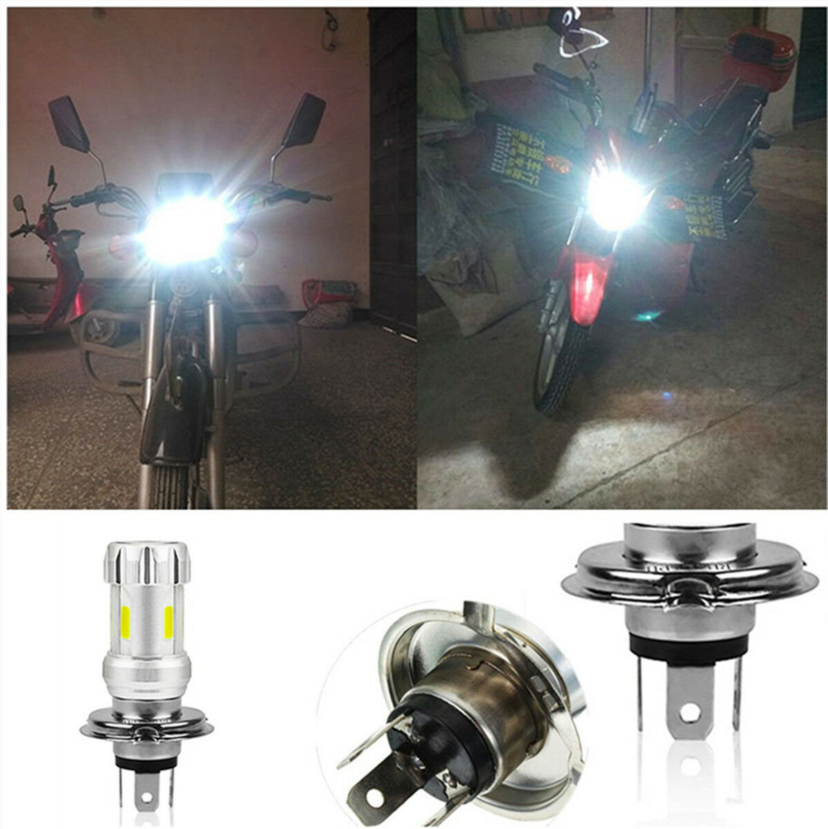 Aviation Aluminum Radiator Super Bright White H4 LED Bulb Motorcycle Headlight