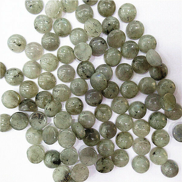 100Pcs 8mm Wholesale Natural Gray Labradorite Round Cab Cabochon HH7053