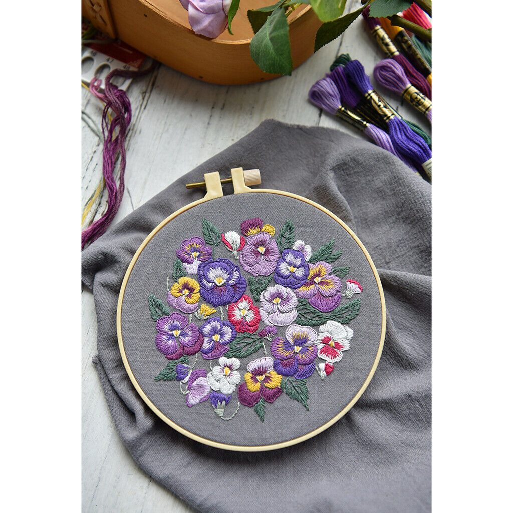Starter Embroidery Set Cross Stitch Kit Craft DIY Tools -Threads, Fabric,