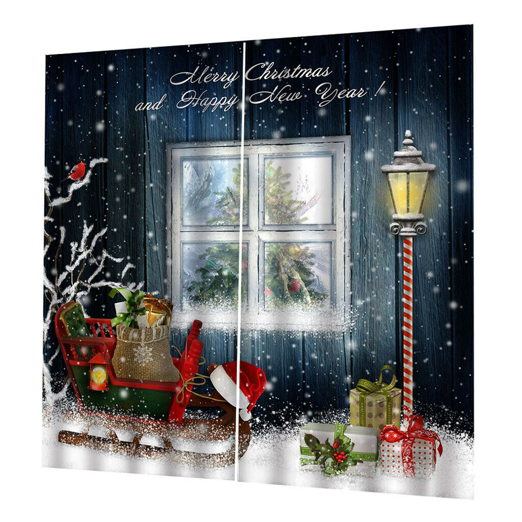 Christmas Pattern Window Curtains Kids Room Home Decor 140x100cm Gifts