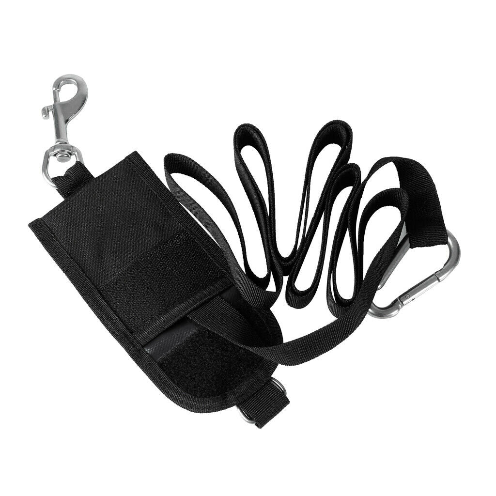 2X Nylon Scuba Diving Safety Stop Jon Line Webbing & Pouch Carabiner Bolt Snap