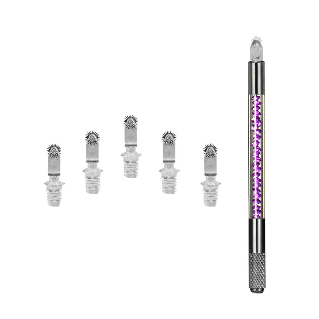 6pcs/set Roller Eyebrow Tattoo Needles Eye Brow Blades Makeup Tool Purple
