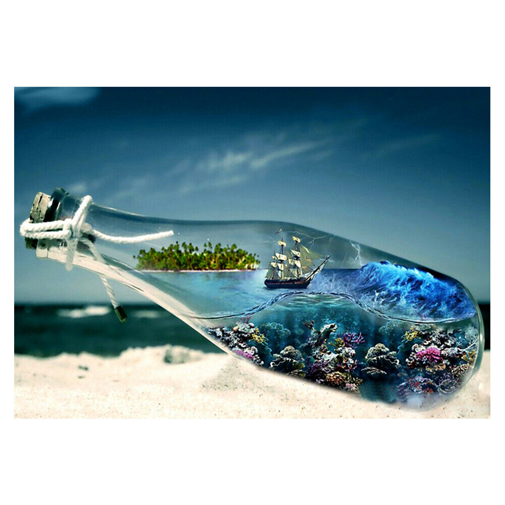 Sea Bottle DIY Full Drill Round Diamond Painting Embroidery Cross Stitch  @