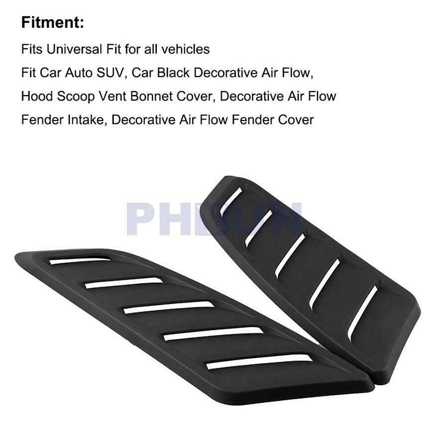 2pcs Black ABS Car Front Air Intake Scoop Bonnet Hood Vent 50.5x17CM Universal