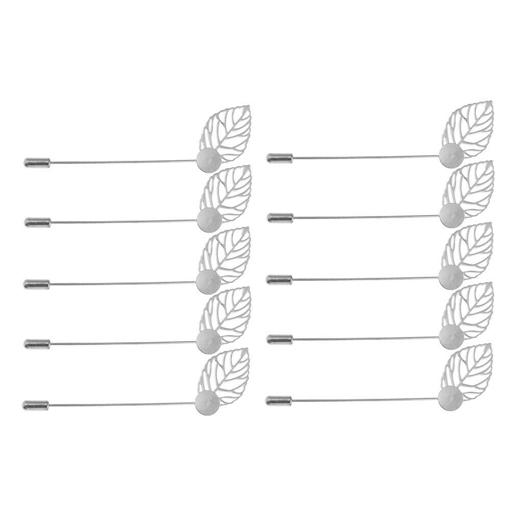 20Pcs Brass Leaf Lapel Pin Stick Blank Base Brooch for Men Suit DIY Crafts