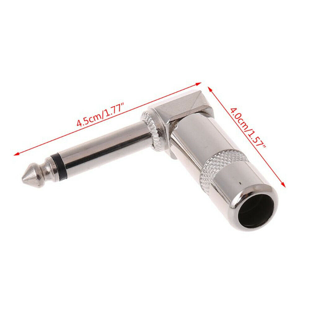 4PCS 1/4 Inch 6.35mm Jack Right Angle Male Mono Plug Connector For Guitar Audio