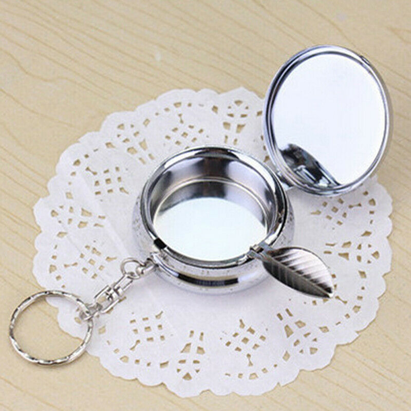 Portable Pocket Ashtray Mini Stainless Steel Chain Ashtray with Key Chain HN US