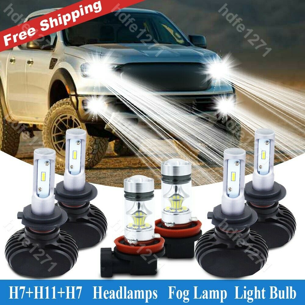 High Power White LED Headlight+Fog Light Bulb 6X For Benz GL450 07-12 E320 08-09