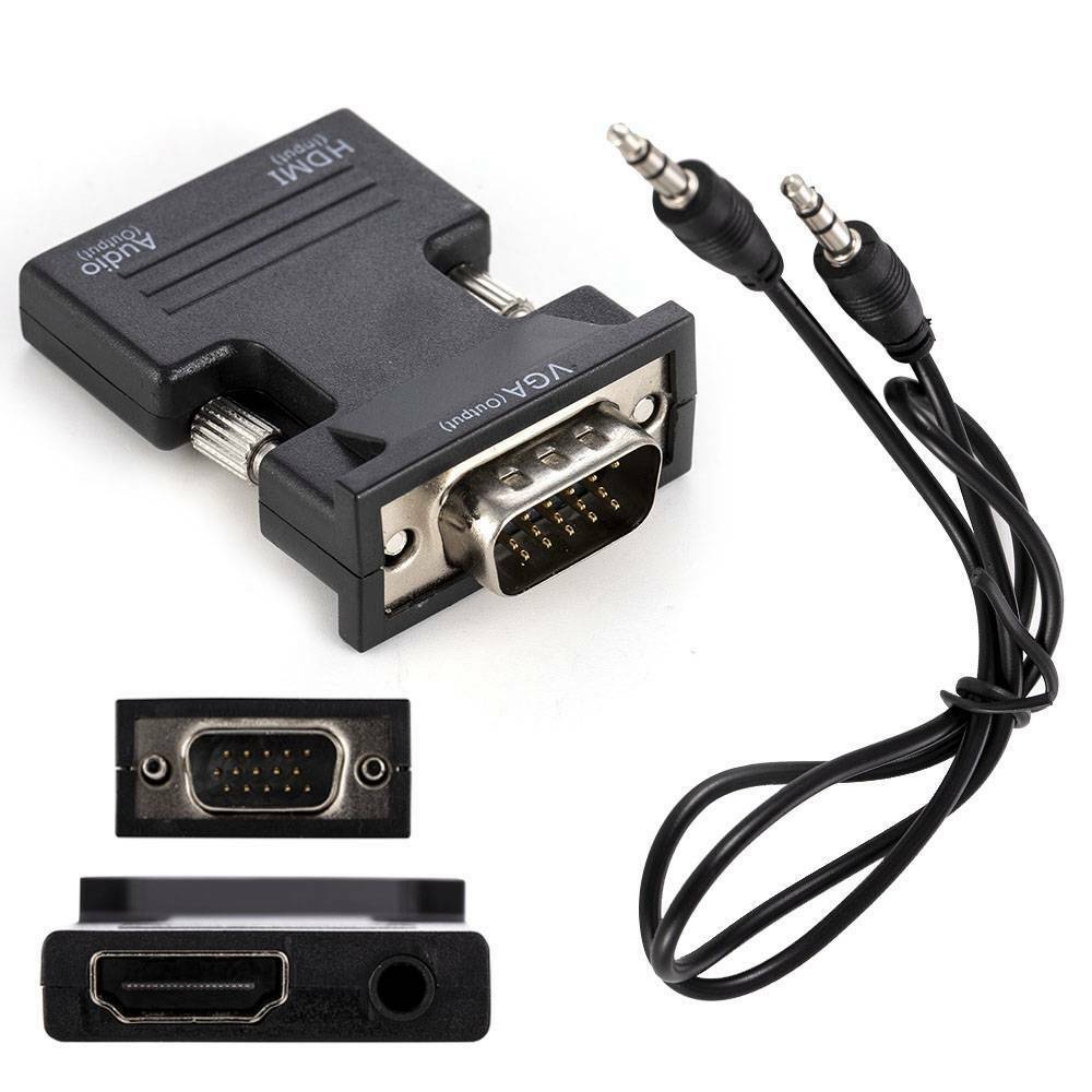 1080P HDMI Female to VGA Male with Audio Output Cable Converter-Adapter Lead UK.