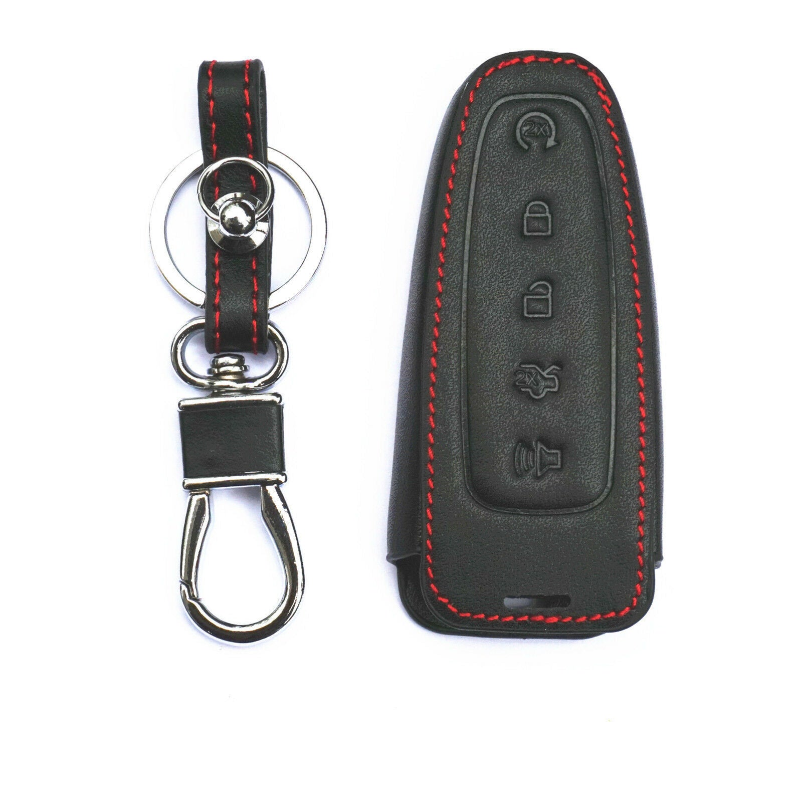 Black Leather For Ford Edge Taurus Smart Remote 5 Buttons Key Cover Case Fob