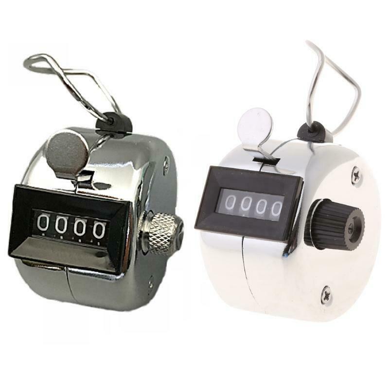 Hand Tally Counter Stainless Steel 4 Digit Mechanical Clicker with Finger Ring