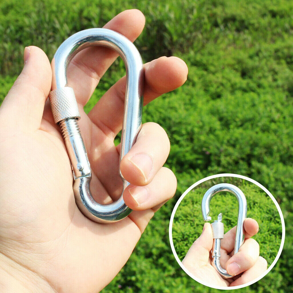 D-Shaped Large Carabiners, Locking Rock Climbing Carabiner Clips, Heavy Duty