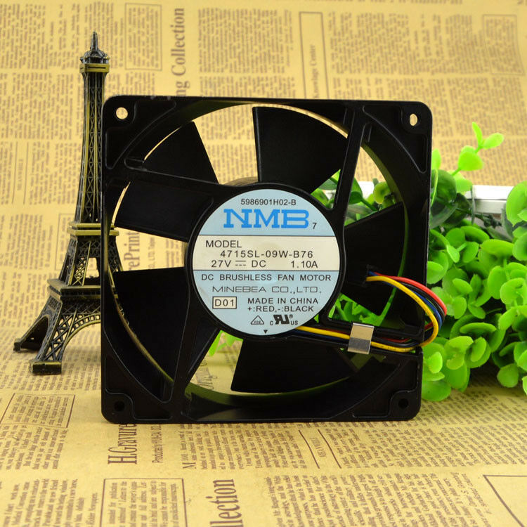 For NMB 4715SL-09W-B76 Server cooling fan DC27V 1.10A 120*120*38mm 4pin
