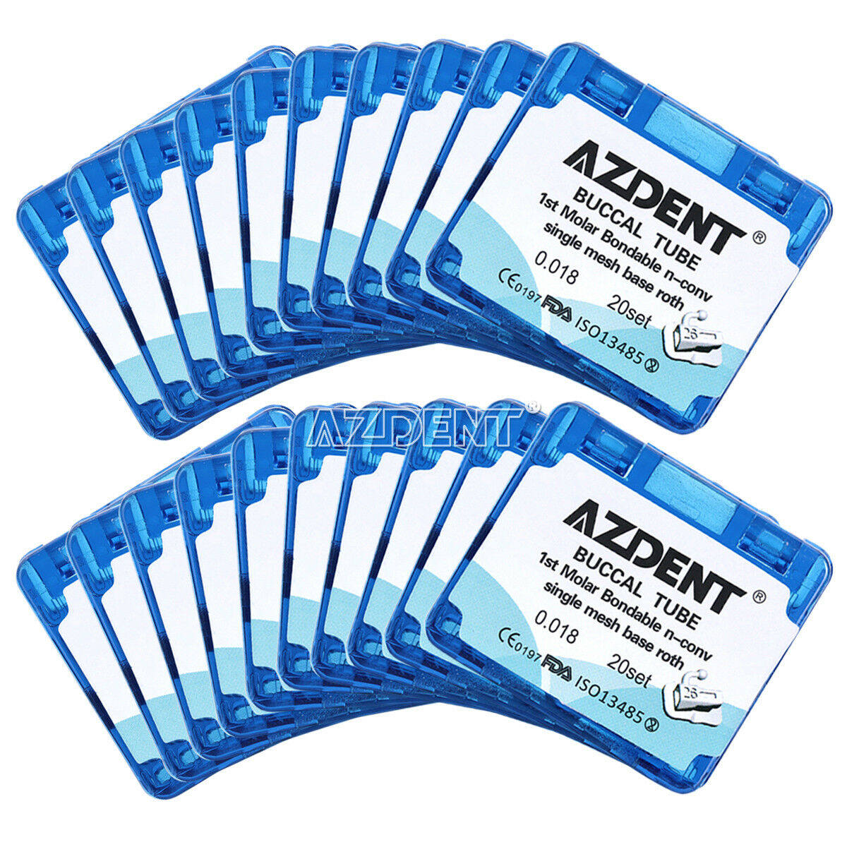 10 X AZDENT Dental Othodontics Buccal Tubes 1st Molar Roth 018 Bonding Non-Conv