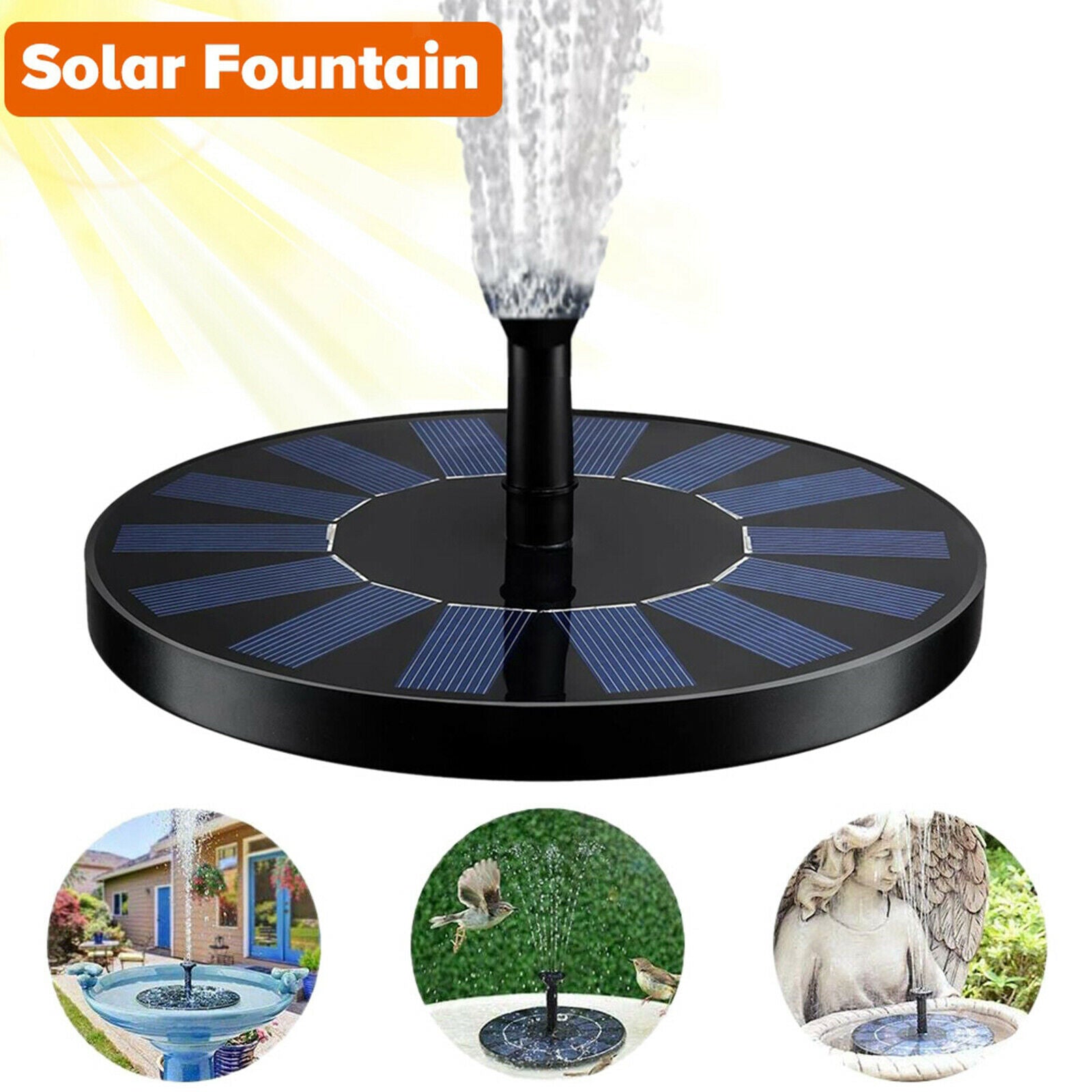 Rechargeable Bird Bath Solar Fountain Free Floating Water Pump with 6 Nozzle
