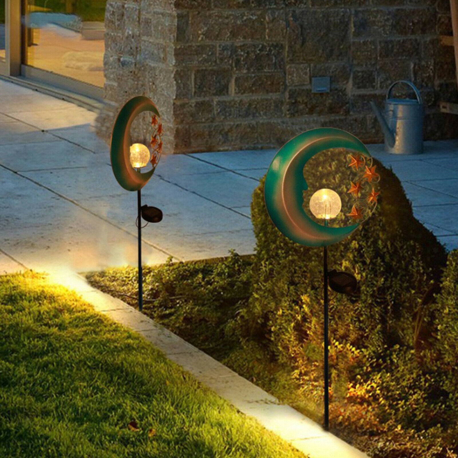 Crescent Moon Solar Ground Garden Light Lamp Yard Decors