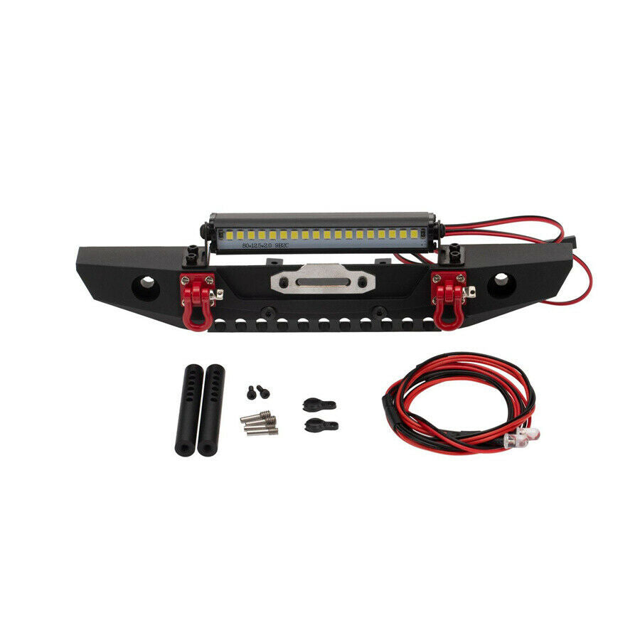 Metal Front Bumper with LED Light For 1/10 RC TRX4 Axial SCX10 & SCX10 II 90046