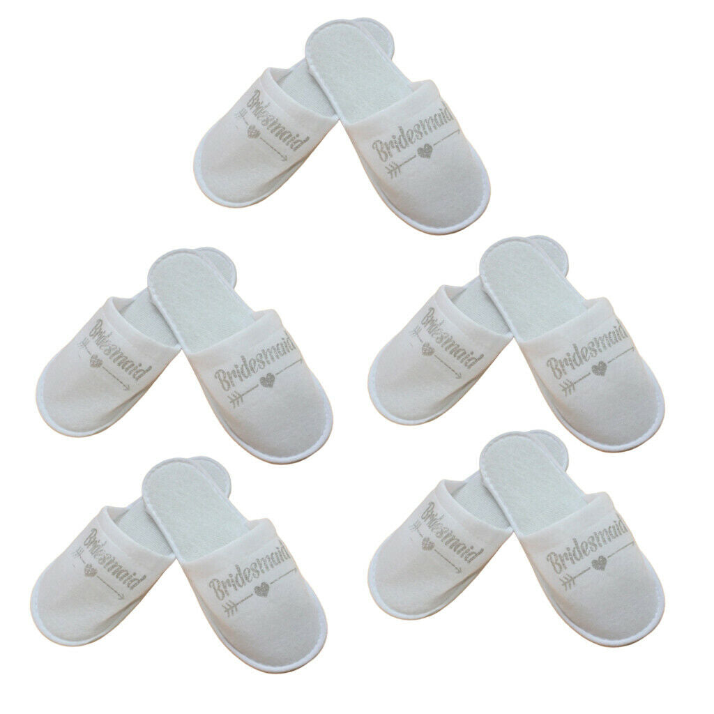 5 Pair Bridal Wedding Soft Bridesmaid Closed Toe Disposable Home Slippers
